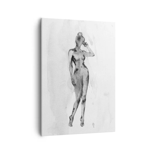 Quadro su tela - Stampe su Tela - Schizzo della silhouette di una donna in tonalità di grigio - 50x70cm - Studio di ideale di bellezza - Decorazione murale moderna per soggiorno e camera da letto ARTTOR