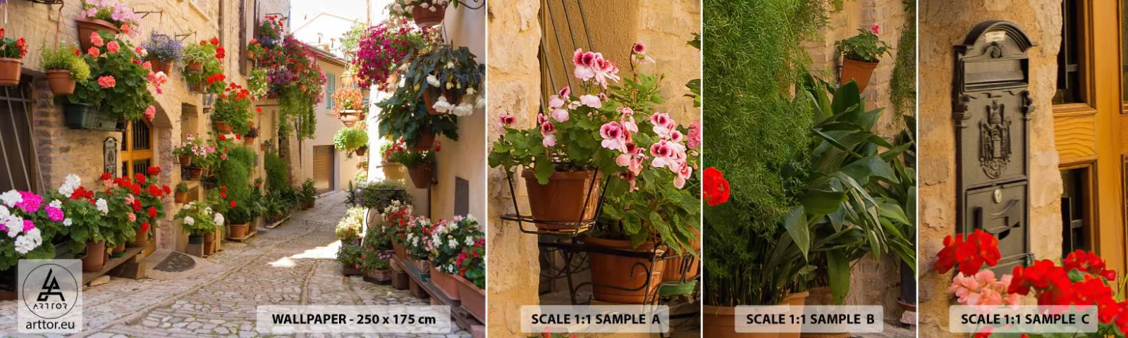 Campione di Fotomurale Adesivo Deluxe Sticker - Un'esplosione di fiori - Città, Italia, Belle strade - 100x30 cm