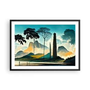Poster in cornice nera - Un paesaggio pittoresco con alberi e montagne sullo sfondo - 70x50cm - Sempre più in alto - Decorazione murale moderna per soggiorno e camera da letto ARTTOR