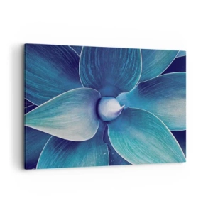 Quadro su tela - Stampe su Tela - Primo piano di un fiore astratto nei toni del blu - 100x70cm - Imbluito dal sole - Decorazione murale moderna per soggiorno e camera da letto ARTTOR
