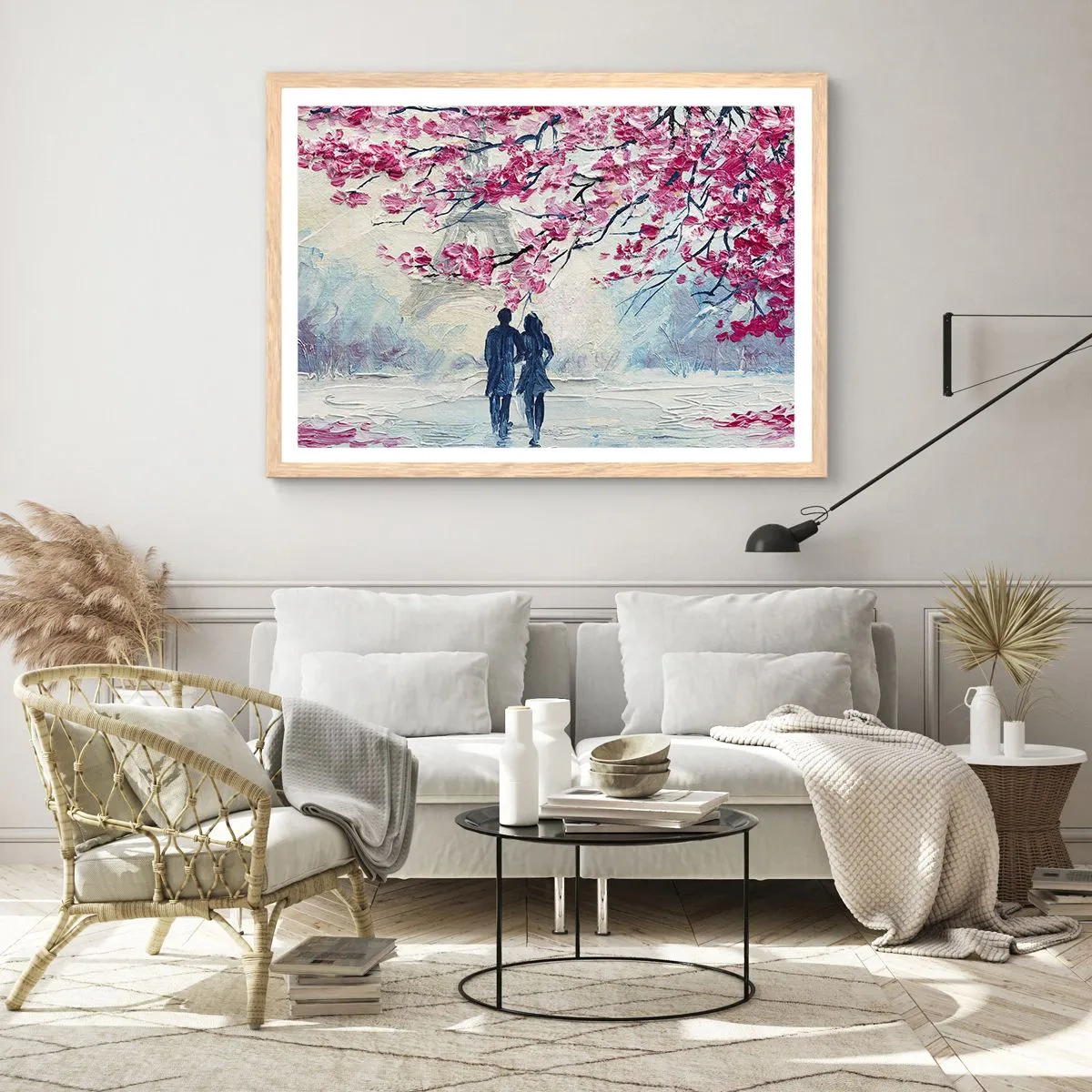 Poster in cornice rovere chiaro - Passeggiata romantica - 100x70 cm