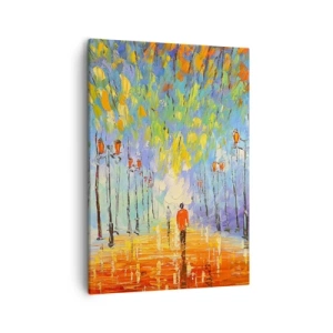Quadro su tela - Stampe su Tela - Una pittoresca passeggiata tra le lanterne in una notte piovosa - 50x70cm - Canzone notturna sotto la pioggia - Decorazione murale moderna per soggiorno e camera da letto ARTTOR