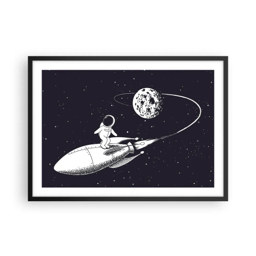 Poster in cornice nera - Astronauta su un razzo nello spazio - 70x50cm - Surfista spaziale - Decorazione murale moderna per soggiorno e camera da letto ARTTOR