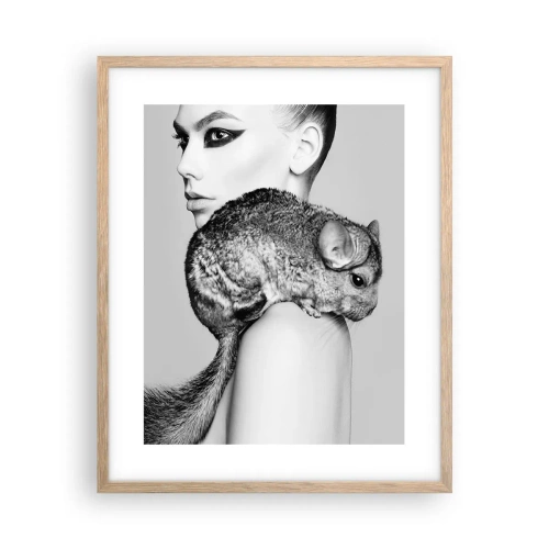 Poster in cornice rovere chiaro - Dama con il cincillà - 40x50 cm