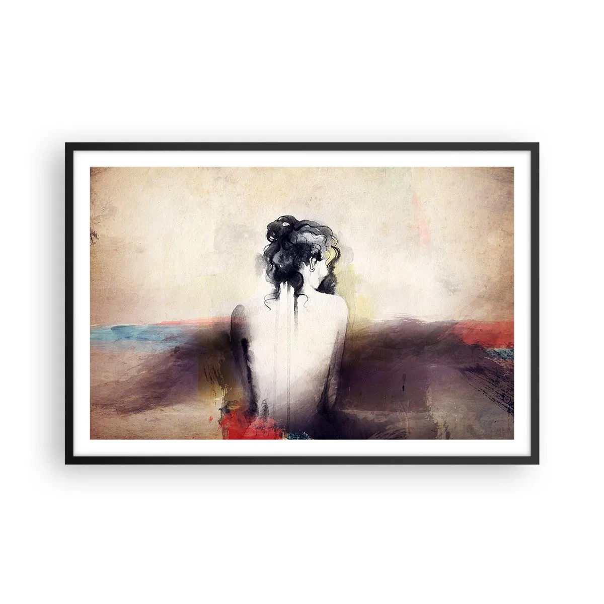 Poster in cornice nera - Linee miti, forme ovali - 91x61 cm