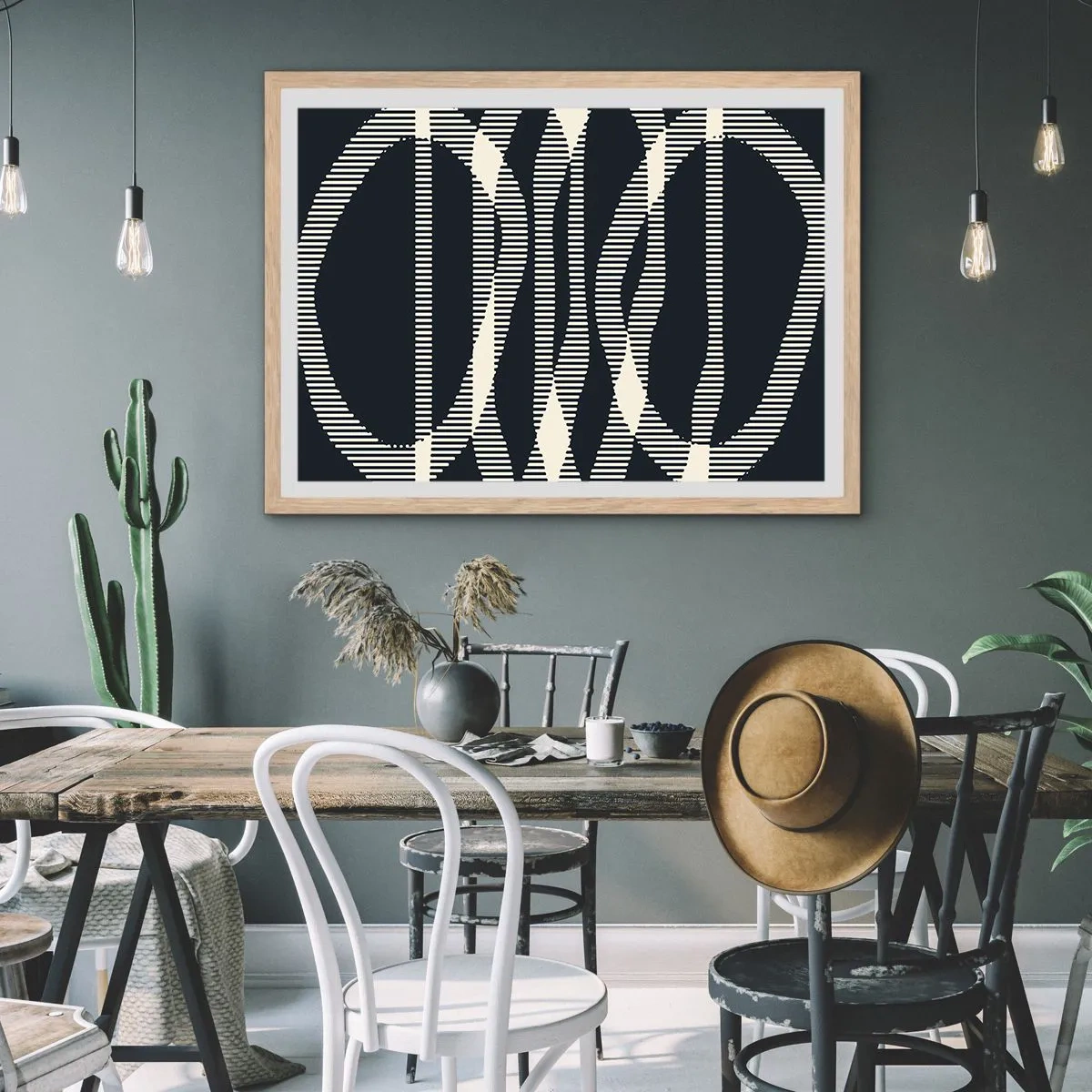 Poster in cornice rovere chiaro - Tentativo di rompere l'oscurità - 100x70 cm