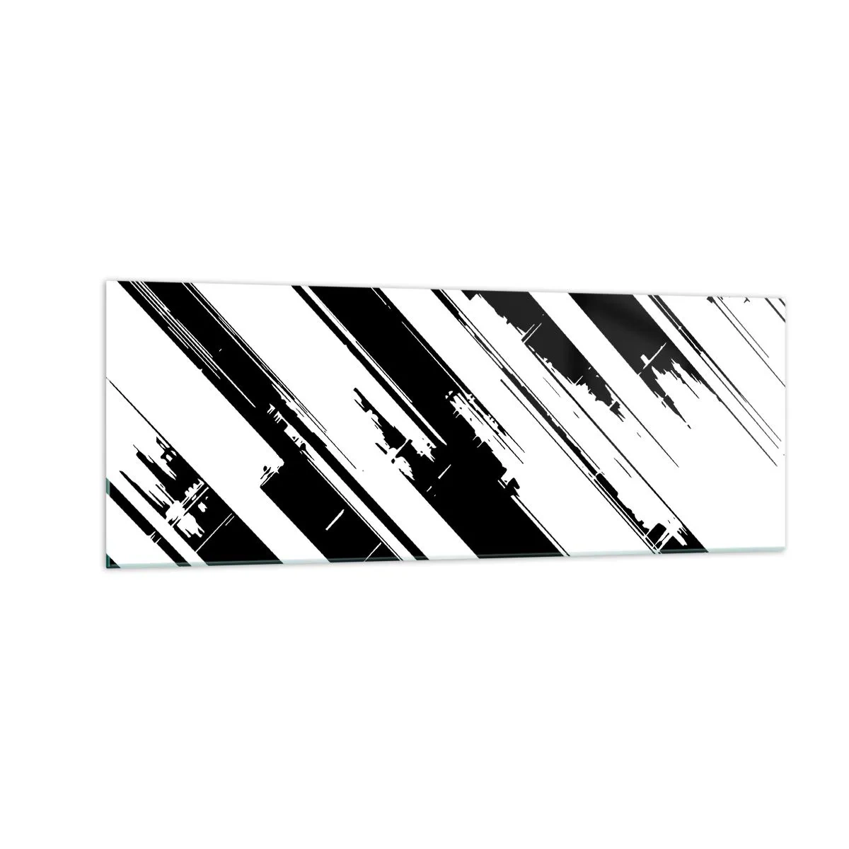 Quadro su vetro - Linee in bianco e nero e motivi geometrici in stile moderno - 140x50cm - Composizione intensa e dinamica - Decorazione murale moderna per soggiorno e camera da letto ARTTOR