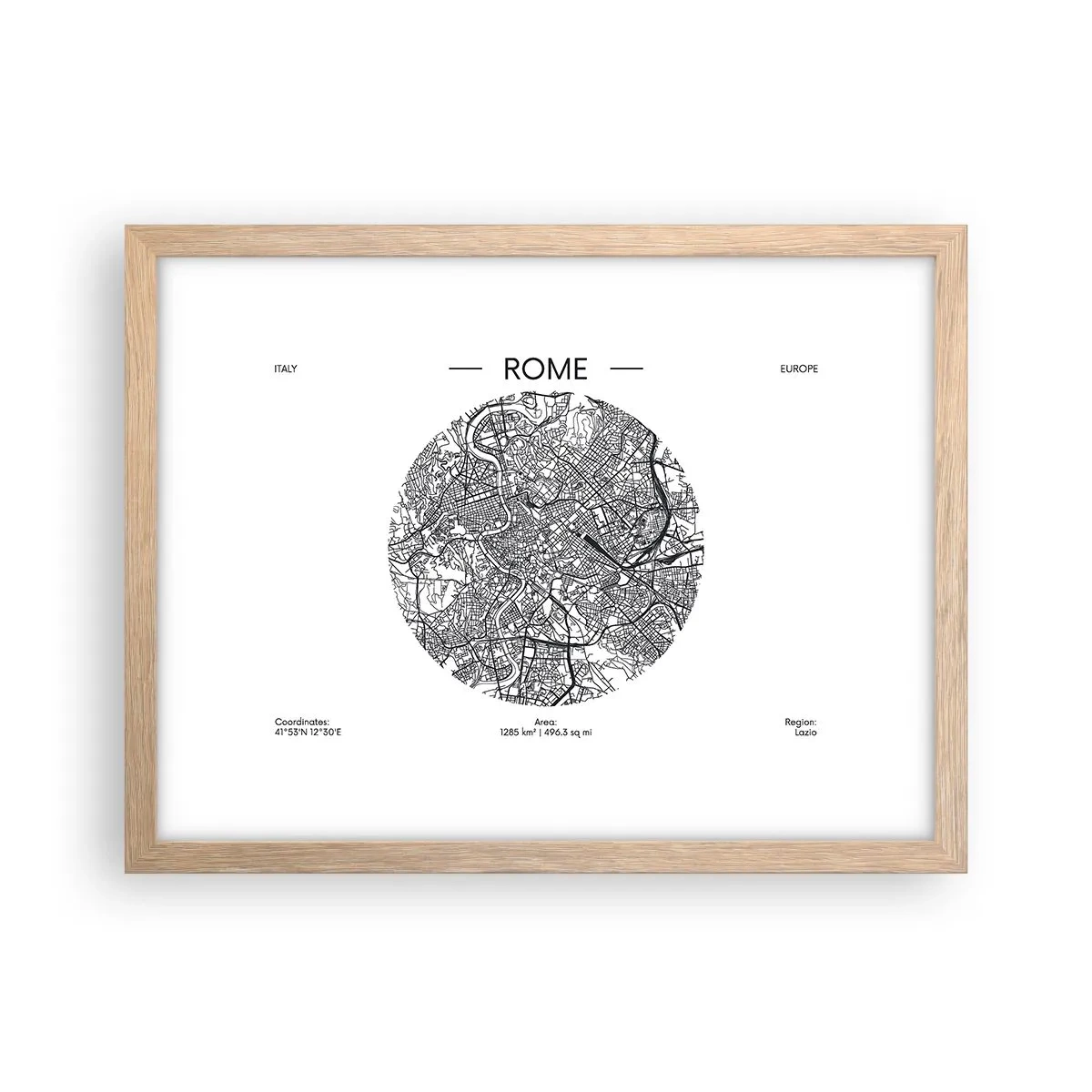 Poster in cornice rovere chiaro - Anatomia di Roma - 40x30 cm