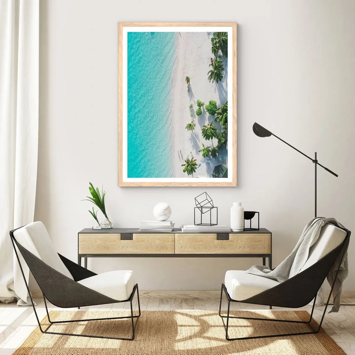 Poster in cornice rovere chiaro - Vacanze in paradiso - 50x70 cm