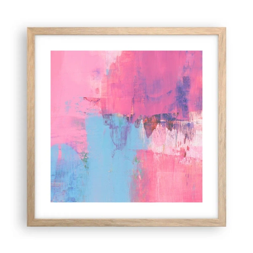 Poster in cornice rovere chiaro - Rosa, blu e un pizzico di luce - 40x40 cm