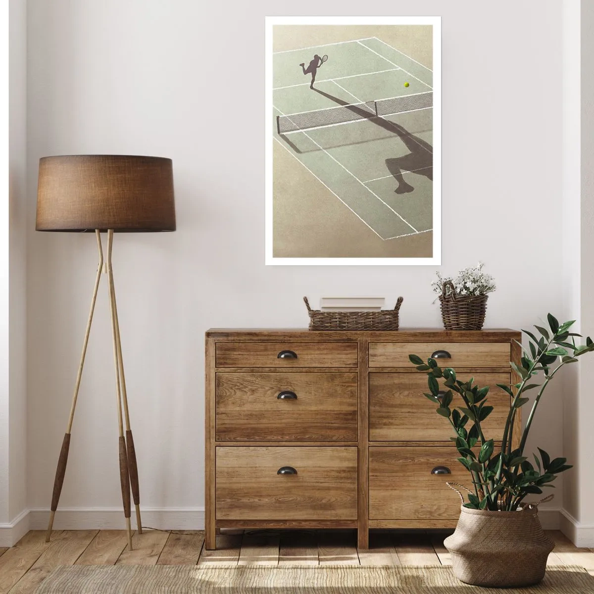 Poster - Un tennista in servizio in campo - 50x70cm - Sconfiggere se stesso - Decorazione murale moderna per soggiorno e camera da letto ARTTOR