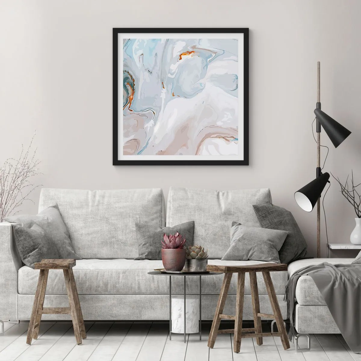 Poster in cornice nera - Bianchi sovrapposti - 40x40 cm