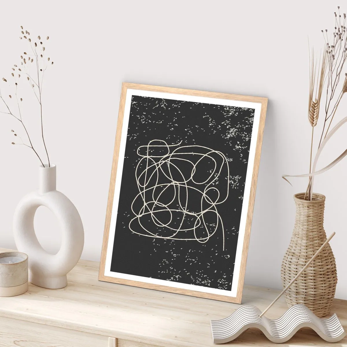 Poster in cornice rovere chiaro - Il caos dei pensieri - 40x50 cm