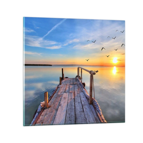 Quadro su vetro - Camminando verso il sole - 30x30 cm