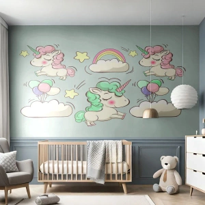 Fotomurali Autoadesivo Deluxe Sticker - Sicuramente esistono… - Per bambini, Unicorno, Fiaba - 100x70 cm