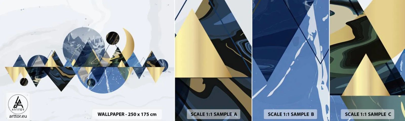 Campione di Fotomurale Adesivo Deluxe Sticker - Paesaggio geometrico - Astrazione, Montagne, Pezzo - 100x30 cm