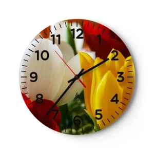 Orologio da parete - Orologio in Vetro - La febbre dei tulipani - 30x30 cm