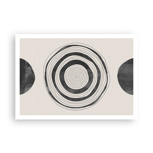 Poster - Cerchi minimalisti in bianco e nero su uno sfondo chiaro - 100x70cm - Conta ciò che sta in mezzo - Decorazione murale moderna per soggiorno e camera da letto ARTTOR