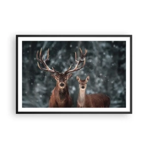 Poster in cornice nera - Il re della foresta con la consorte - 91x61 cm