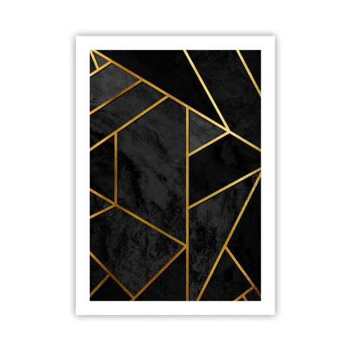 Poster - Motivi geometrici in oro su sfondo nero - 50x70cm - Oscurità e luce - Decorazione murale moderna per soggiorno e camera da letto ARTTOR