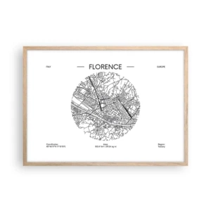 Poster in cornice rovere chiaro - Anatomia di Firenze - 70x50 cm