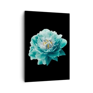 Quadro su tela - Stampe su Tela - Fiore di peonia turchese su sfondo nero - 50x70cm - Petali blu e oro - Decorazione murale moderna per soggiorno e camera da letto ARTTOR