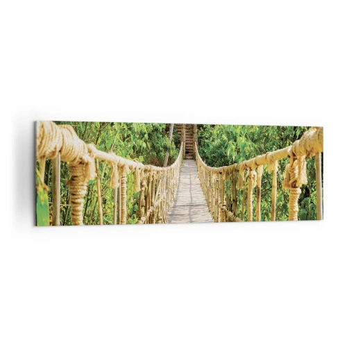 Quadro su tela - Stampe su Tela - Un ponte sospeso in una foresta tropicale ricca di vegetazione - 160x50cm - Sospeso nel verde - Decorazione murale moderna per soggiorno e camera da letto ARTTOR