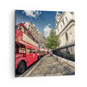 Quadro su tela - Stampe su Tela - Via di Londra in grigio e rosso - 50x50 cm
