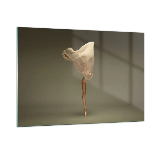 Quadro su vetro - Una ballerina in una posa delicata con il velo sollevato - 120x80cm - Adesso vola via - Decorazione murale moderna per soggiorno e camera da letto ARTTOR