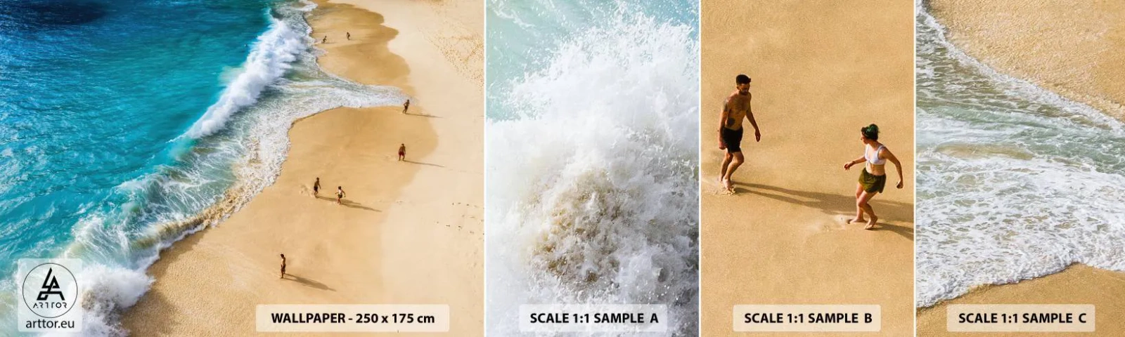 Campione Di Fotomurale Standard Eco - E poi il sole, la spiaggia... - Spiaggia, Riva dell'oceano, Mare - 100x30 cm