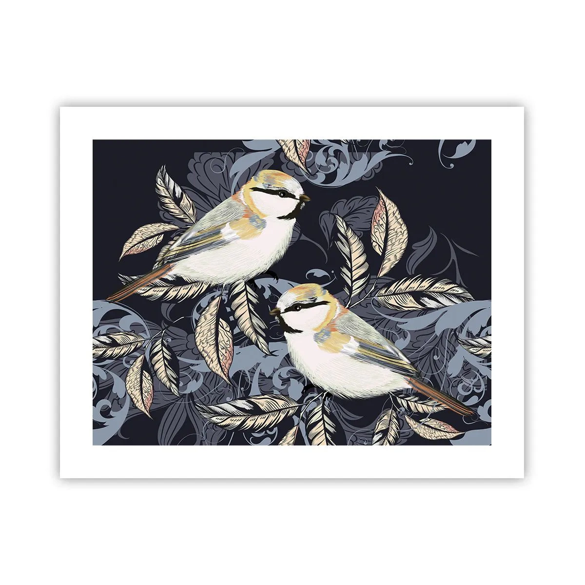 Poster - Cinguettio oro e blu - 50x40 cm