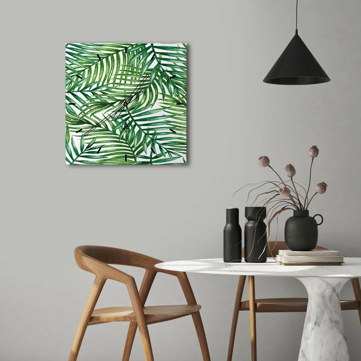 Orologio da parete - Orologio in Vetro - Sotto un baldacchino verde - 40x40 cm