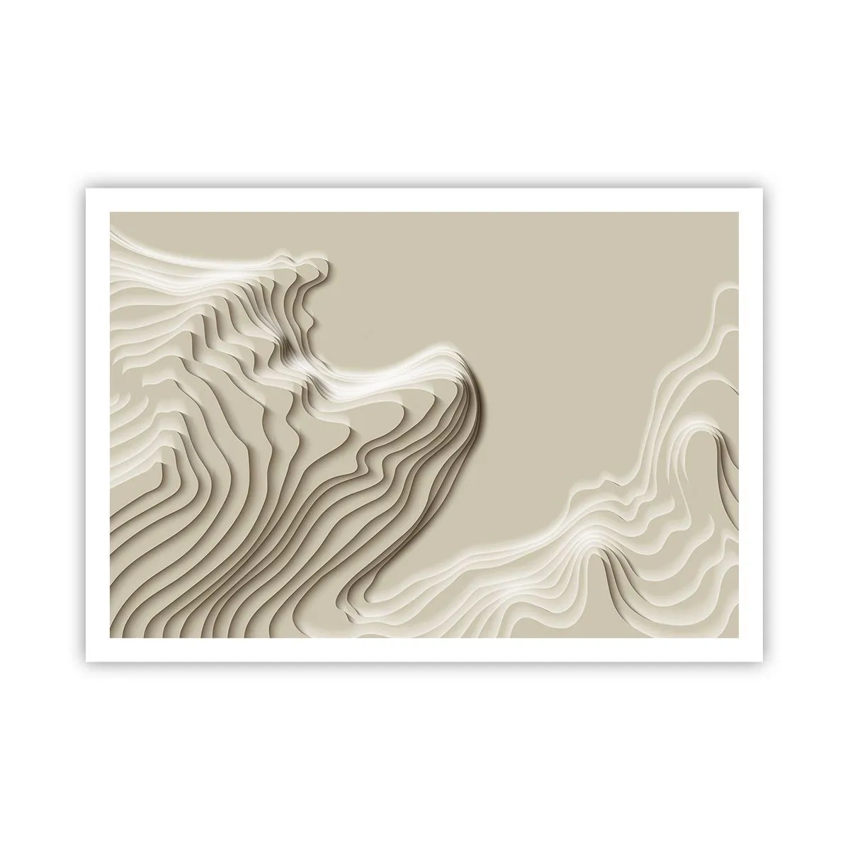 Poster - Un motivo astratto nei toni del beige con effetto lineare. - 100x70cm - La topografia dell'arte - Decorazione murale moderna per soggiorno e camera da letto ARTTOR