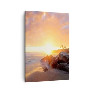 Quadro su tela - Stampe su Tela - Tramonto sulla costa rocciosa - 70x100cm - La luminosa brezza della sera - Decorazione murale moderna per soggiorno e camera da letto ARTTOR