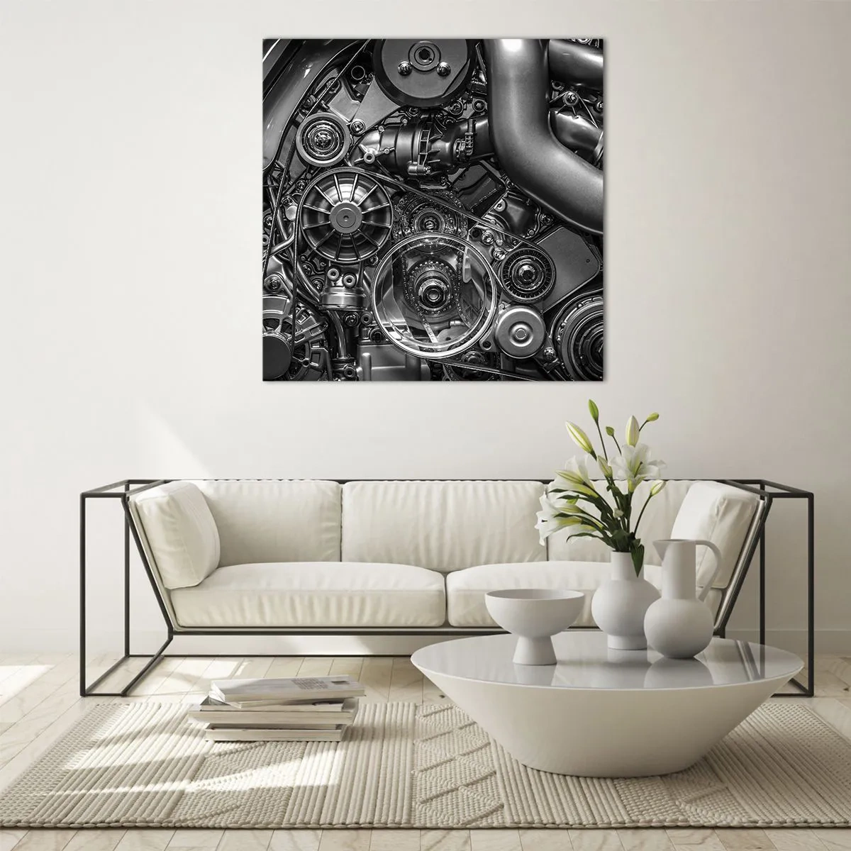 Quadro su vetro - La poesia della meccanica - 60x60 cm