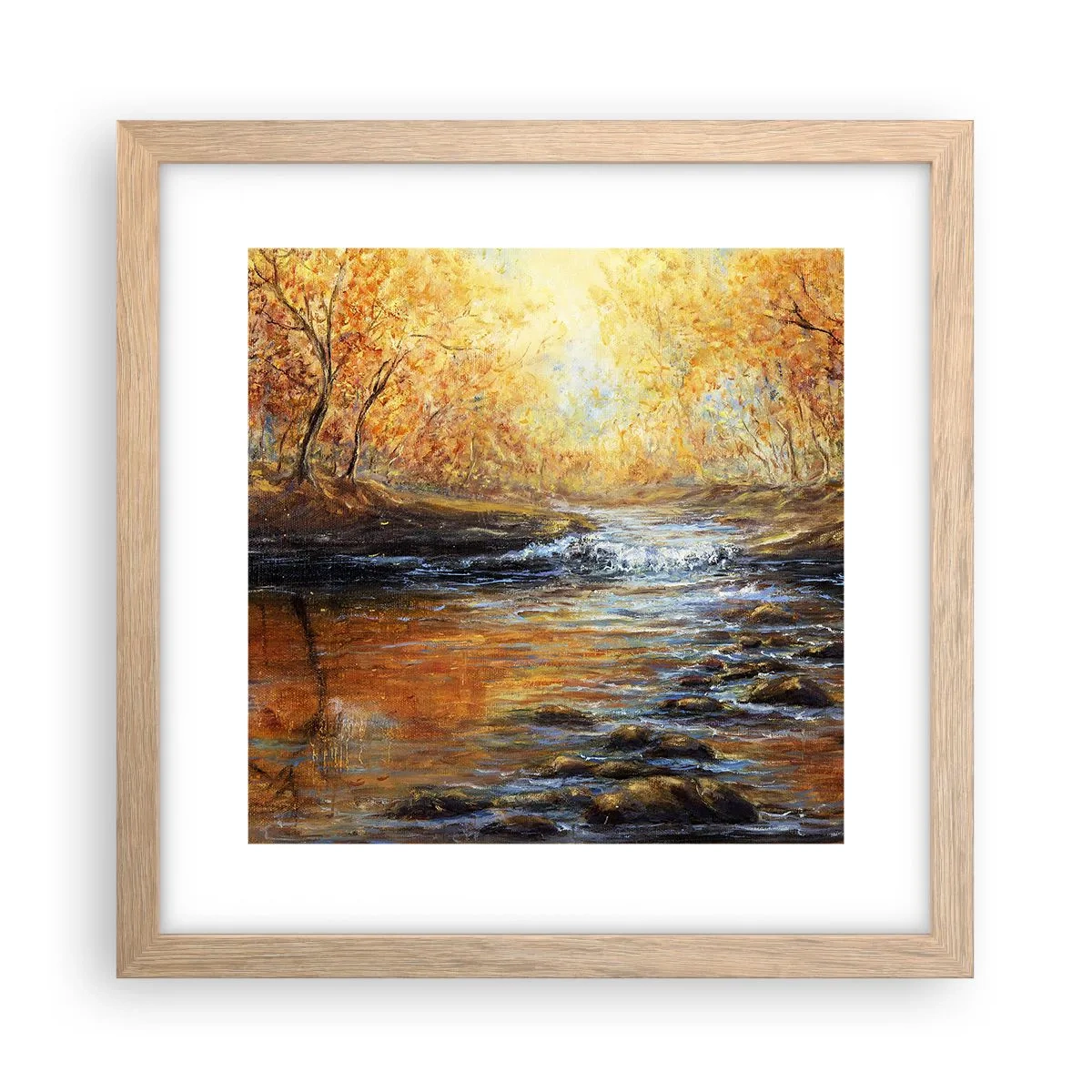 Poster in cornice rovere chiaro - Ruscello d'oro - 30x30 cm