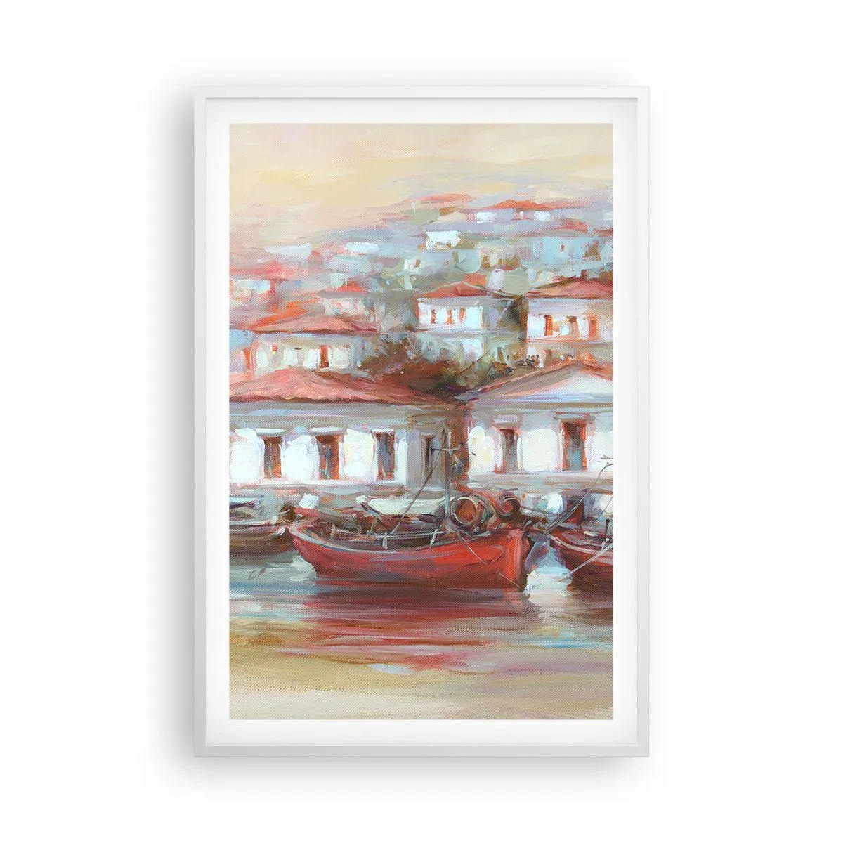 Poster in cornice bianca - Cittadina felice - 61x91 cm