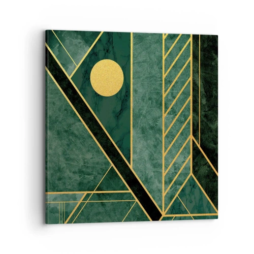 Quadro su tela - Stampe su Tela - Dinamica di oro e azzurro - 70x70 cm