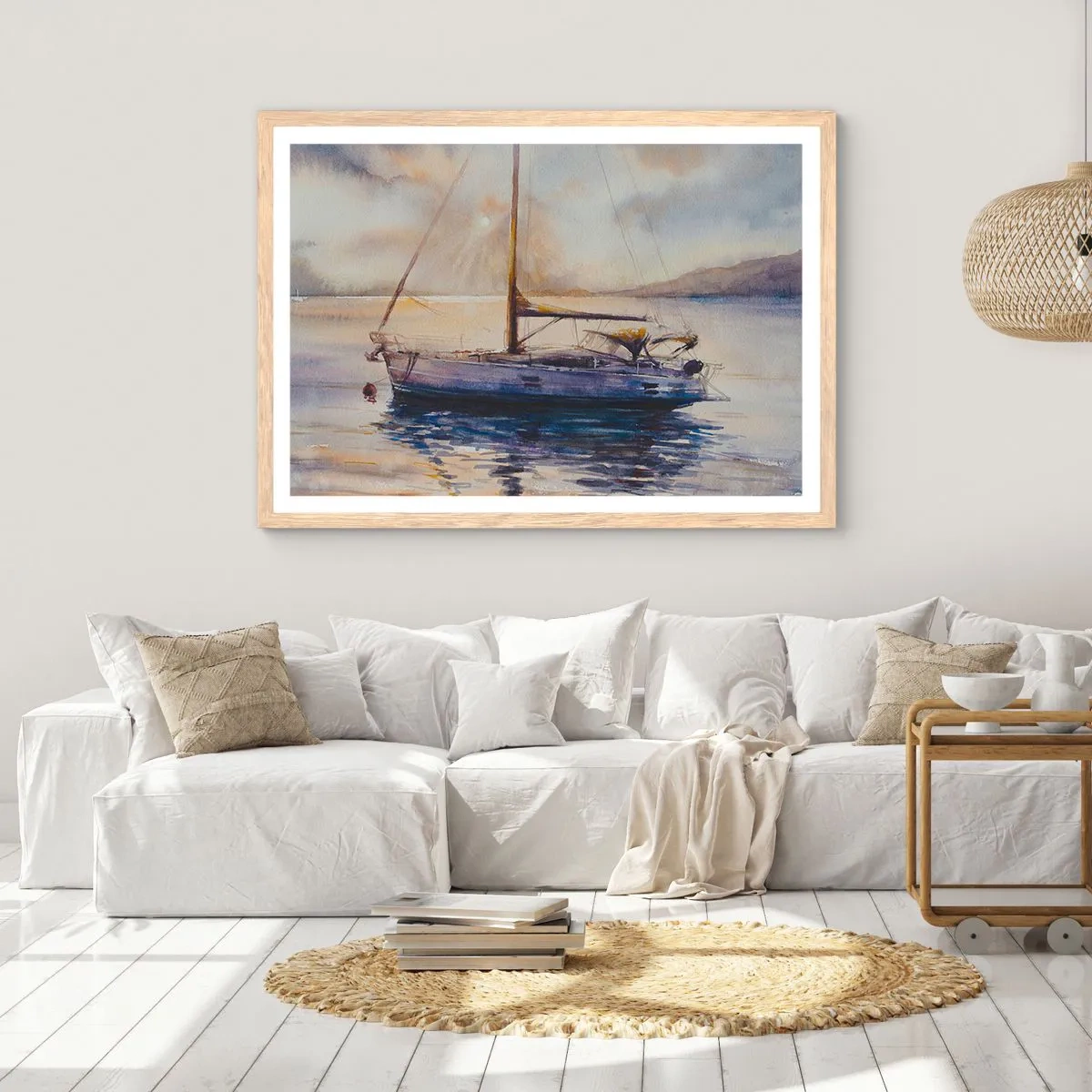 Poster in cornice rovere chiaro - La sera nel golfo - 50x40 cm