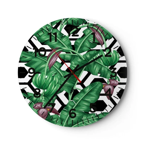 Orologio da parete - Orologio in Vetro - Composizione simmetrica con la natura - 40x40 cm