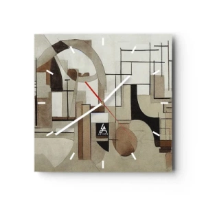 Orologio da parete - Orologio in Vetro - Astrazione architettonica in beige e marrone - 30x30cm - Paesaggio urbano 2.0 - Decorazione murale moderna per soggiorno e camera da letto ARTTOR