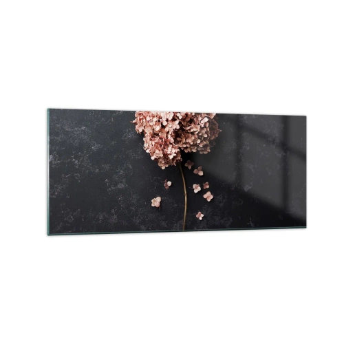 Quadro su vetro - Un delicato fiore di ortensia su uno sfondo scuro - 120x50cm - Un vero segno romantico - Decorazione murale moderna per soggiorno e camera da letto ARTTOR