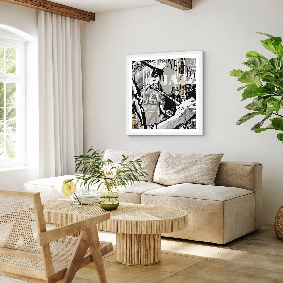 Poster in cornice bianca - Al ritmo di New York - 60x60 cm