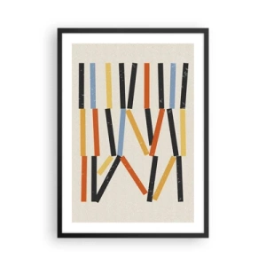 Poster in cornice nera - Astrazione geometrica colorata con linee verticali - 50x70cm - Composizione orizzontale - Decorazione murale moderna per soggiorno e camera da letto ARTTOR