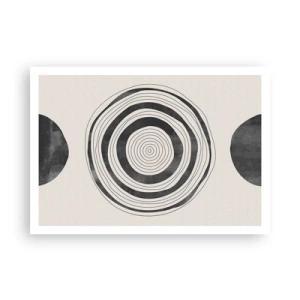 Poster - Cerchi minimalisti in bianco e nero su uno sfondo chiaro - 100x70cm - Conta ciò che sta in mezzo - Decorazione murale moderna per soggiorno e camera da letto ARTTOR