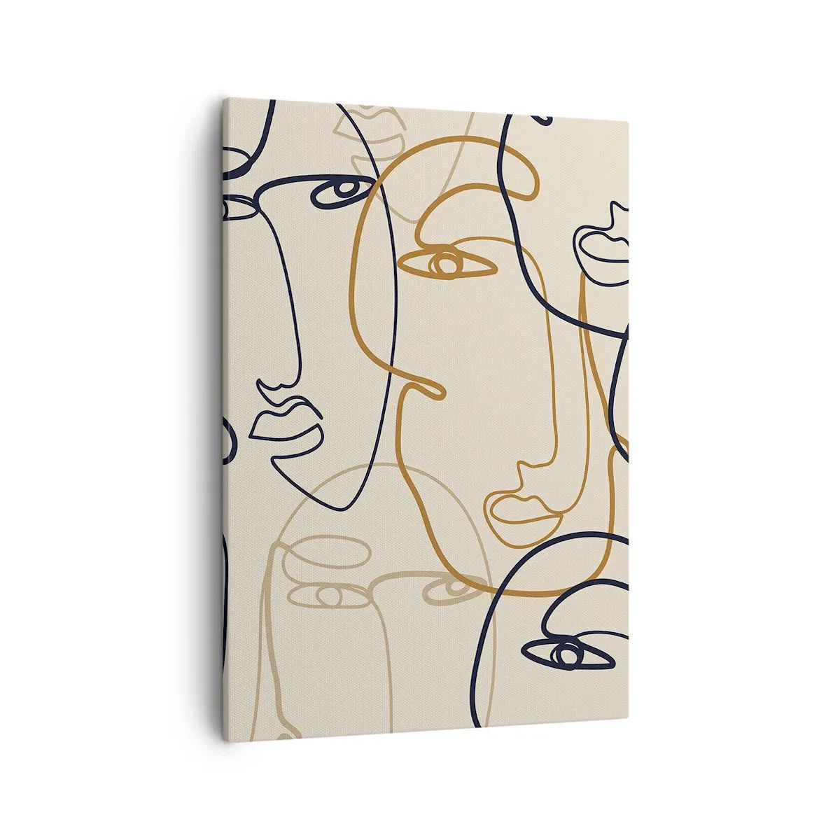Quadro su tela - Stampe su Tela - Volti minimalisti in stile line art su sfondo chiaro - 50x70cm - Ritratto multiplo - Decorazione murale moderna per soggiorno e camera da letto ARTTOR