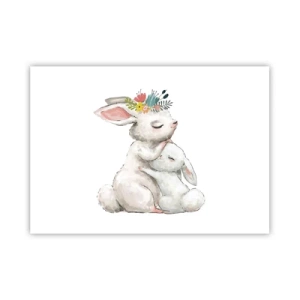Poster - Conigli carini in colori pastello - 100x70cm - Da mamma si sta meglio - Decorazione murale moderna per soggiorno e camera da letto ARTTOR