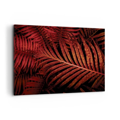 Quadro su tela - Stampe su Tela - Primo piano di foglie tropicali rosse - 100x70cm - Il calore della vita - Decorazione murale moderna per soggiorno e camera da letto ARTTOR