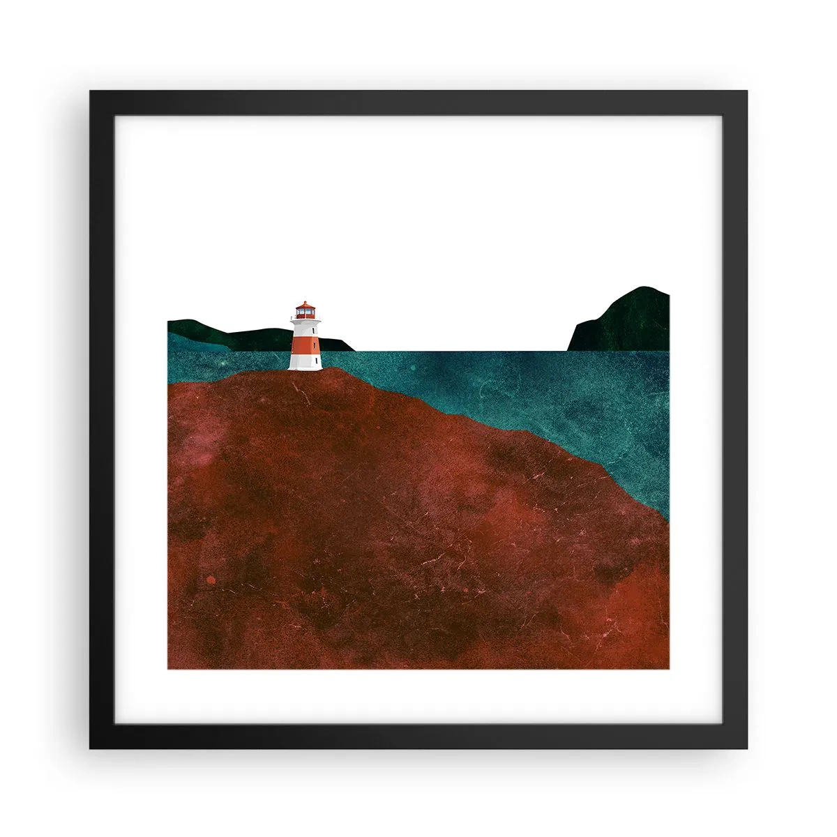 Poster in cornice nera - Contemplando il mare - 40x40 cm