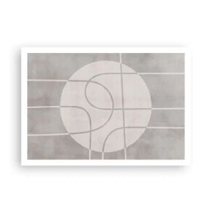 Poster - Motivo geometrico nei toni del grigio e del bianco - 100x70cm - Tondo e dritto - Decorazione murale moderna per soggiorno e camera da letto ARTTOR